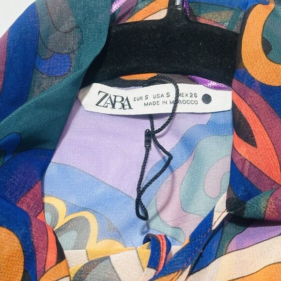 Zara Pucci Mini Dress Neck Tie Multi Color Printed Size S NWOT - Picture 11 of 16